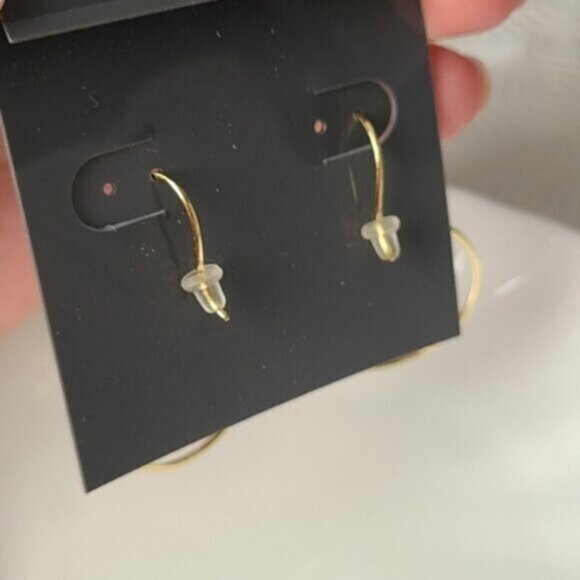 Isabella M Gold Plated Sterling Silver Round Circle Crystal Dangle Earrings - Picture 5 of 6